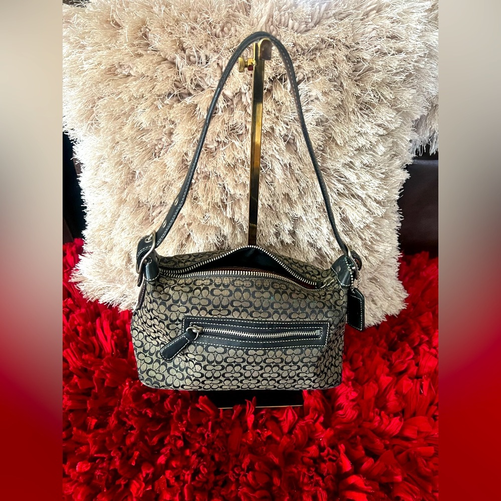 Authentic Signature Canvas Black Coach Purse